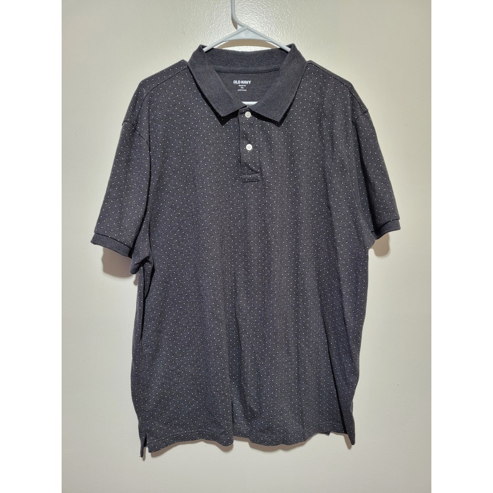 Old Navy Polo Shirt Mens XXL Charcoal Grey Classic Fit Micro-Dot Pique